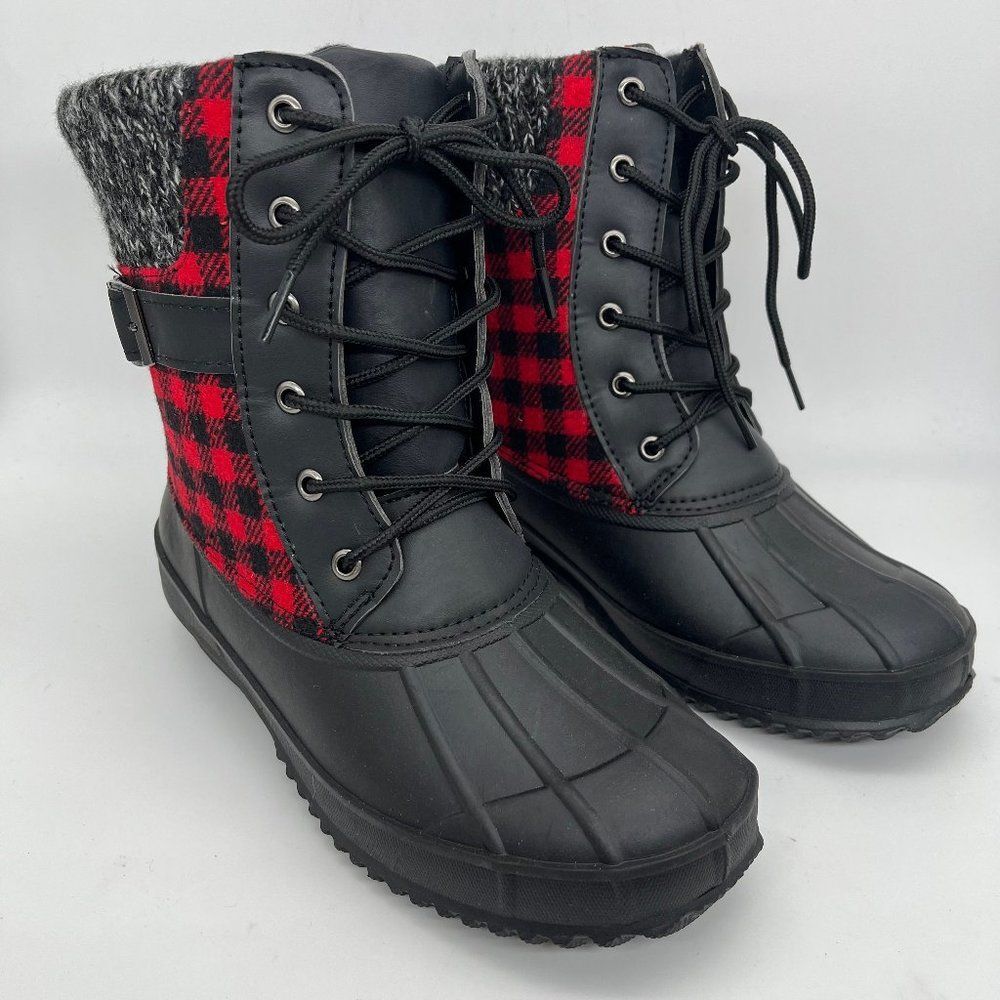 New Torrid Red and Black Flannel Boots - Size 8R
